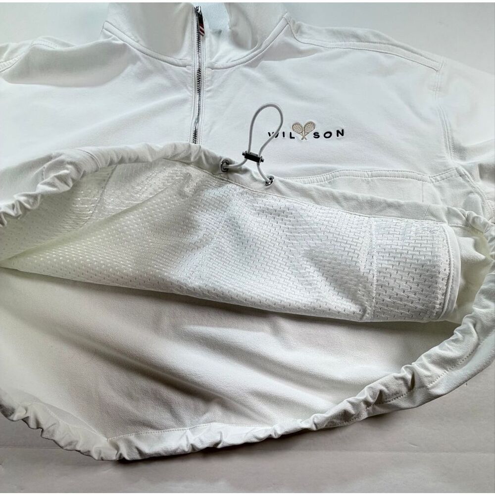 Wilson Davenport Woven Popover White Cropped Quarter Zip Jacket Size Large - Picture 12 of 16
